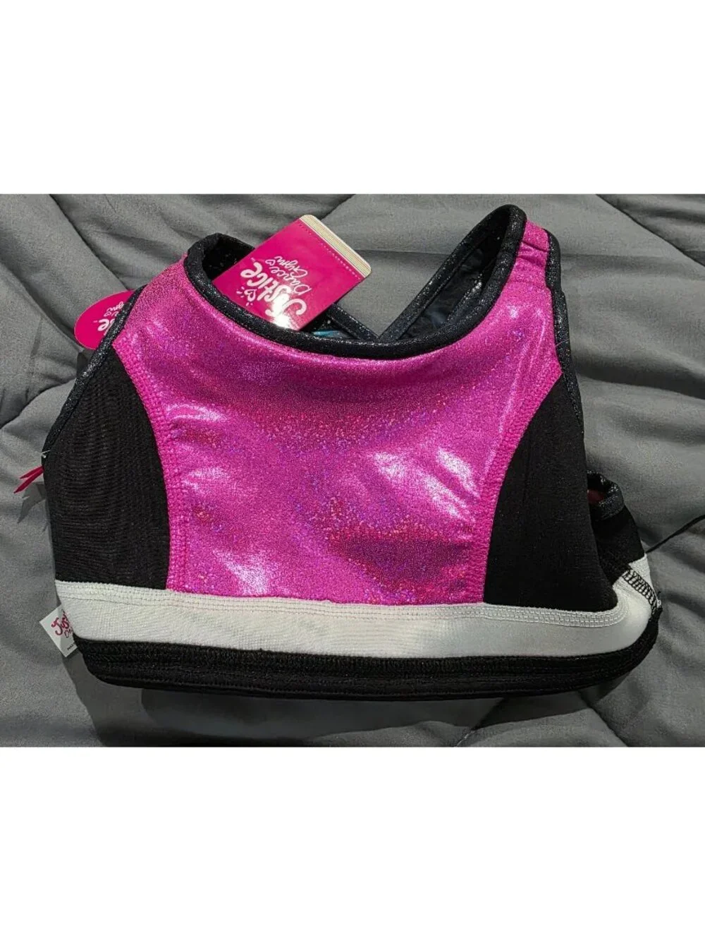 NWT Justice Dance Gym 3 Piece Set Girls XS 5/6 Sports Bra Shorts Skirt